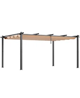 Slickblue Outdoor Retractable Pergola with Aluminum Frame and Adjustable Sun Shade Canopy