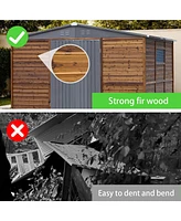 Mondawe 8x10FT Iron-Wood Outdoor Storage Tool Shed with Lockable Door and Windows