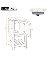 Casainc 16" Bathroom Vanity for Small Spaces, Ceramic Sink, 1 Door & Open Shelf