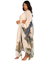 Buxom Couture Plus Size Floral Robe with Wrist Band