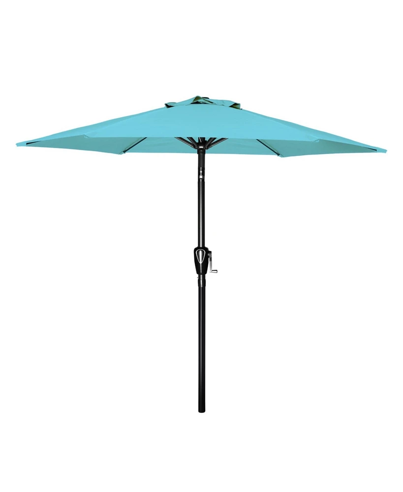 Flynama One 7.5ft Patio Outdoor Table Market Yard Umbrella with Push Button Tilt/Crank, 6 Sturdy Ribs for Garden, Deck, Backyard, Pool, Turquoise