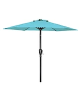 Flynama One 7.5ft Patio Outdoor Table Market Yard Umbrella with Push Button Tilt/Crank, 6 Sturdy Ribs for Garden, Deck, Backyard, Pool, Turquoise