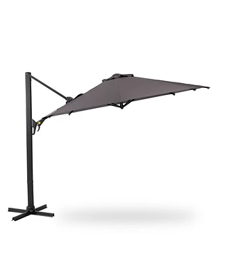 11 Ft Cantilever Patio Umbrella, Round Outdoor Offset Umbrella with 360° Rotation & Tilt Adjustment without Base