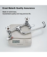 Greenspring 2-Handle Wall Mount Kitchen Faucet With Inch Swivel Spout 8" Center In Polished Chrome