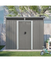 Mondawe 8ft x 6ft Outdoor Metal Storage with Lockable Sliding Doors and Transparent plate