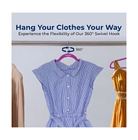 SereneLife 10 Pcs. Velvet Hangers - Non-Slip, Sturdy, and Heavy Duty Coat Set with 360° Swivel Hook for Clothes (Purple)