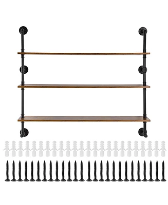 Slickblue Industrial Pipe Wall-Mounted Shelf 3 Tier Storage Rack for Kitchen and Bedroom