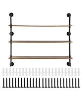Slickblue Industrial Pipe Wall-Mounted Shelf 3 Tier Storage Rack for Kitchen and Bedroom