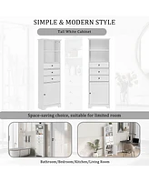 Casainc 68.3"H Tall Storage Cabinet with 3 Drawers, Adjustable Shelves, Painted Mdf