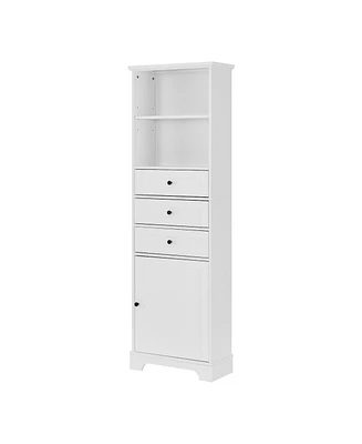 Casainc 68.3"H Tall Storage Cabinet with 3 Drawers, Adjustable Shelves, Painted Mdf