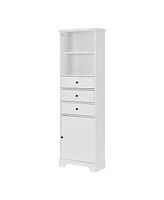 Casainc 68.3"H Tall Storage Cabinet with 3 Drawers, Adjustable Shelves, Painted Mdf