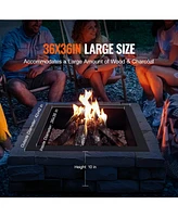 Slickblue Fire Pit Ring Square Outer Steel Liner Diy Campfire Ring Firepit