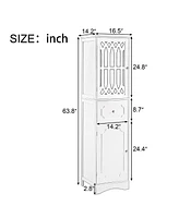 Casainc 63.8"H Tall Bathroom Cabinet with Drawer, Doors, Adjustable Shelf, Mdf & Acrylic