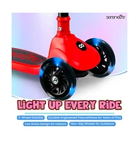 3-Wheel Foldable Kids Scooter - Child Toy Scooter with Built-in Led Wheel Lights, Foldable Seat, and Easy Maneuvering Lean-to-Steer Technology (Red)