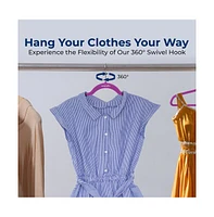 SereneLife 100 Pack Velvet Hangers - Non-Slip Felt with 360° Swivel Hook, Space-Saving, Ultra-Thin, Lightweight for Shirts