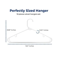 SereneLife 10 Pcs. Plastic Hangers - Non-Slip, Sturdy, and Heavy Duty Coat Set with 360° Swivel Hook for Clothes (White)