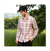 Campus Sutra Men's Venetian Red & Coin Grey Vignette-Checkered Oversized Shirt