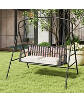 Gymax Swing Stand for Porch Heavy-Duty Metal Swing Frame w/ 2 Hanging Rings