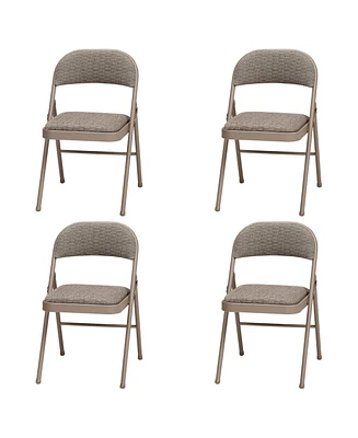 Meco Sudden Comfort Deluxe Courtyard Fabric Padded Folding Chair, (Set of 4)