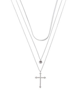 Unwritten Cubic Zirconia Cross Pendant Layered Necklace Set