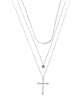 Unwritten Cubic Zirconia Cross Pendant Layered Necklace Set
