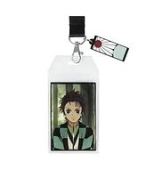 Demon Slayer Tanjiro Earring Black & Green Checkered Lanyard