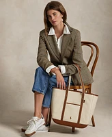 Polo Ralph Lauren Women's Leather-Trim Canvas Shopper Tote