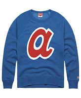 Homage Men's Royal Atlanta Braves Retro Tri-Blend Pullover Sweatshirt