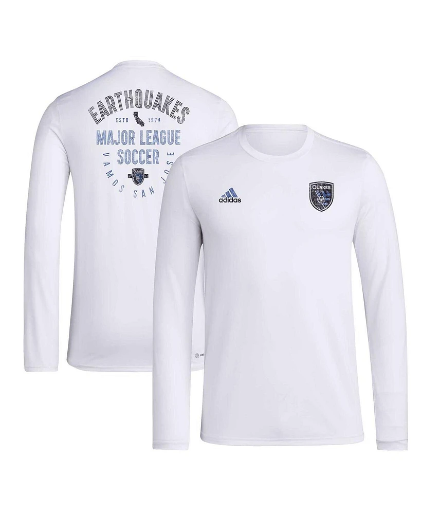 Adidas Men's White San Jose Earthquakes Local Stoic Long Sleeve T-Shirt
