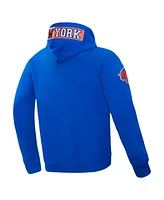Pro Standard Men's Blue New York Knicks Split Logo Pullover Hoodie