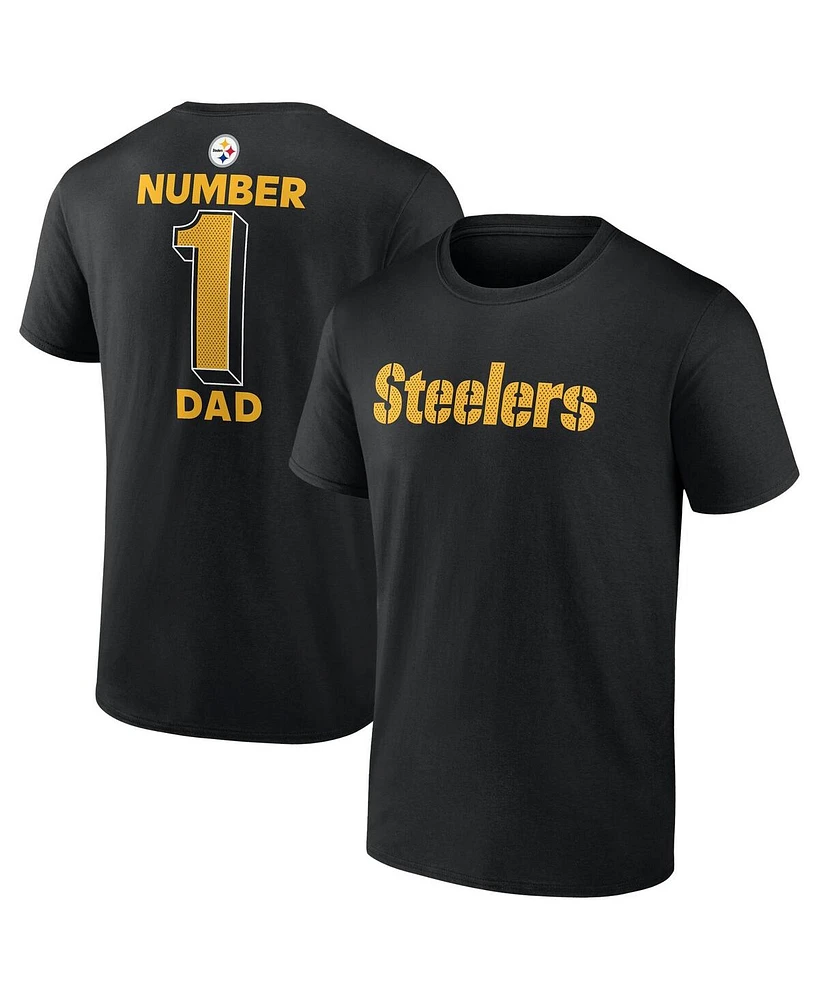 Fanatics Men's Black Pittsburgh Steelers Big Tall Number One Dad T-Shirt