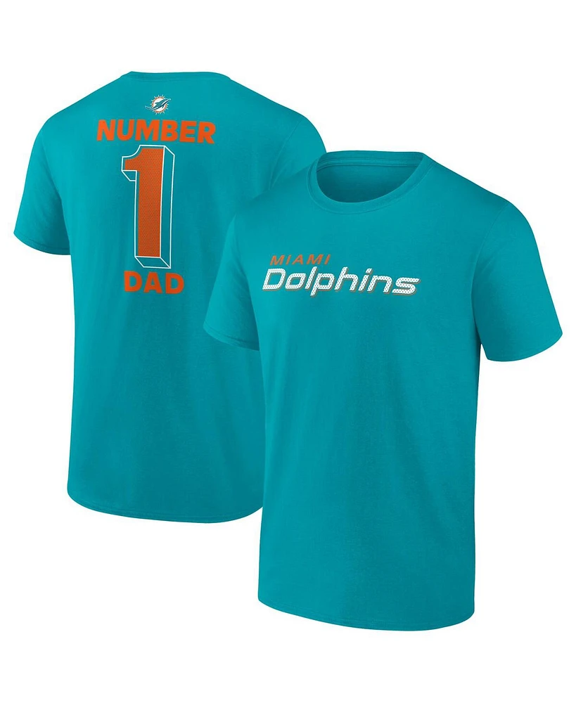 Fanatics Men's Aqua Miami Dolphins Big Tall Number One Dad T-Shirt