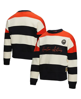 Mitchell & Ness Women's Orange/Black Houston Astros Cooperstown Collection Blocked Fleece Pullover Sweatshirt