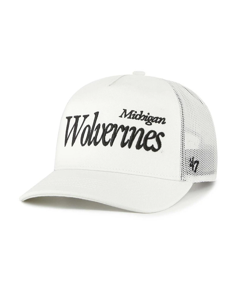 '47 Brand Men's and Women's Cream Michigan Wolverines Foundation Script Adjustable Trucker Hat