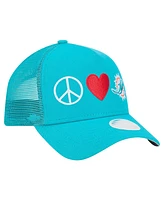 New Era Women's Aqua Miami Dolphins Peace Love Trucker 9FORTY Adjustable Hat