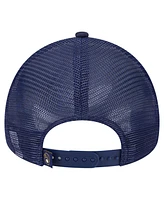 New Era Men's White Milwaukee Brewers Distressed 9FORTY A-Frame Adjustable Trucker Hat