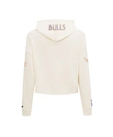 Pro Standard Women's Cream Chicago Bulls 2024/25 City Edition Chenille Applique Cropped Pullover Hoodie