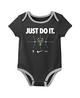 Nike Newborn 2-Pack Hunter Green/Black Milwaukee Bucks Just Do It Bodysuit Set