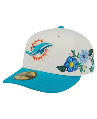 New Era Men's Cream/Aqua Miami Dolphins Tonal Floral 59FIFTY Fitted Hat