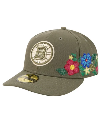 New Era Men's Olive Boston Bruins Tonal Florals 59FIFTY Fitted Hat