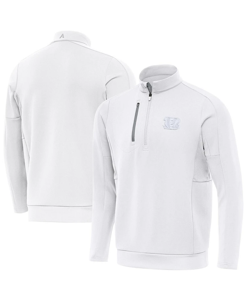 Antigua Men's White Cincinnati Bengals Generation Quarter-Zip Sweatshirt