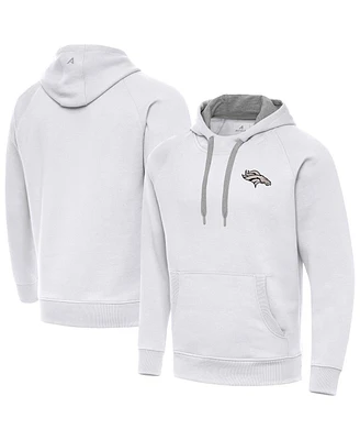 Antigua Men's White Denver Broncos Brushed Carbon Victory Pullover Hoodie