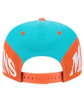 New Era Men's Aqua/Orange Miami Dolphins Split 9FIFTY Snapback Hat