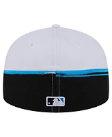 New Era Men's Black/White Miami Marlins Paint Stroke 59FIFTY Fitted Hat