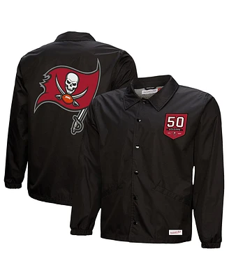 Mitchell & Ness Men's Black Tampa Bay Buccaneers 50th Anniversary Full-Snap Coaches Jacket