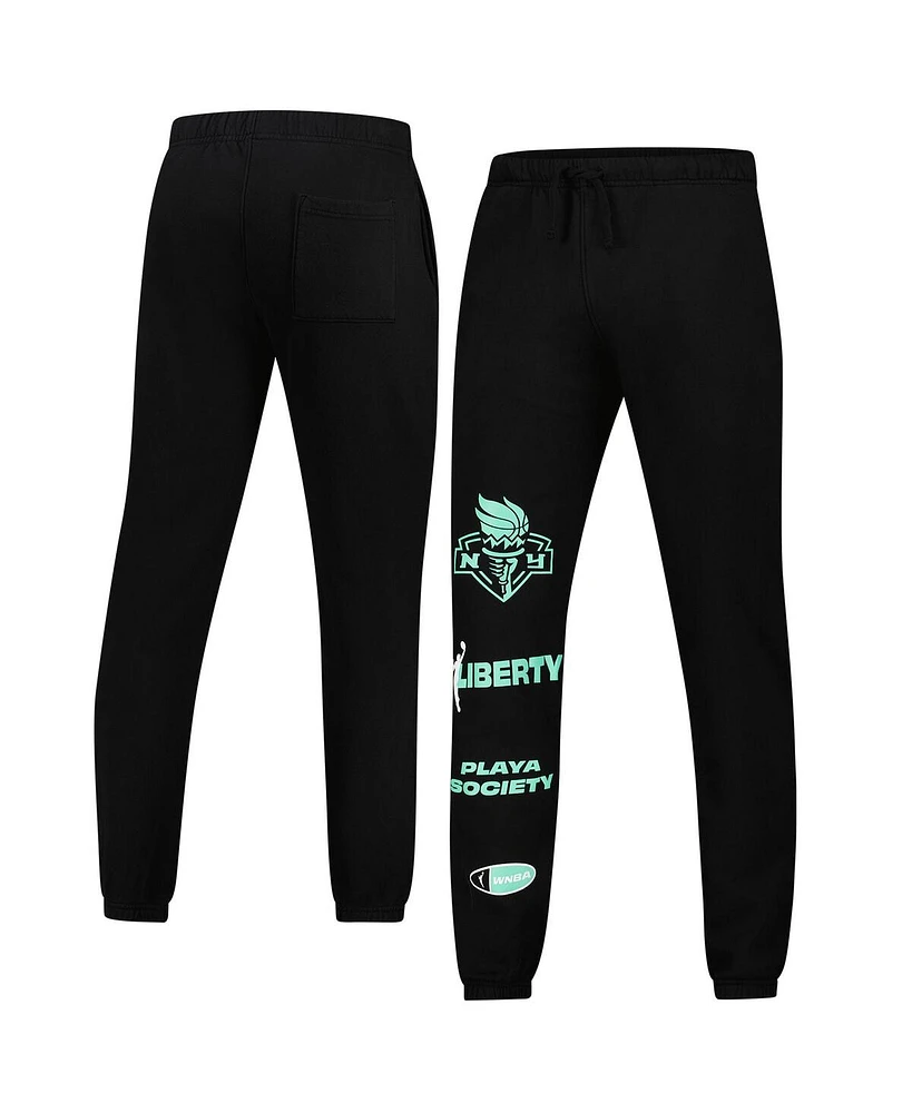 Playa Society Men's and Women's Black New York Liberty Fleece Sweatpants
