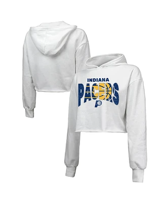 Majestic Women's White Indiana Pacers Tri-Blend Cropped Pullover Hoodie