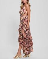 Guess Women's Ruffled High-Low Chiffon Maxi Dress