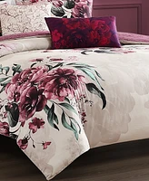 Bebejan Plum Haze Bedding 5 Piece Queen Size Reversible Comforter Set