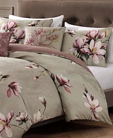 Bebejan Purple Lilies Bedding 5 Piece Queen Size Reversible Comforter Set